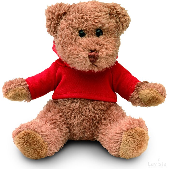 Teddybeer met sweatshirt Johnny rood