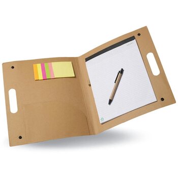 Schrijfmap met memoblaadjes en pen Beige