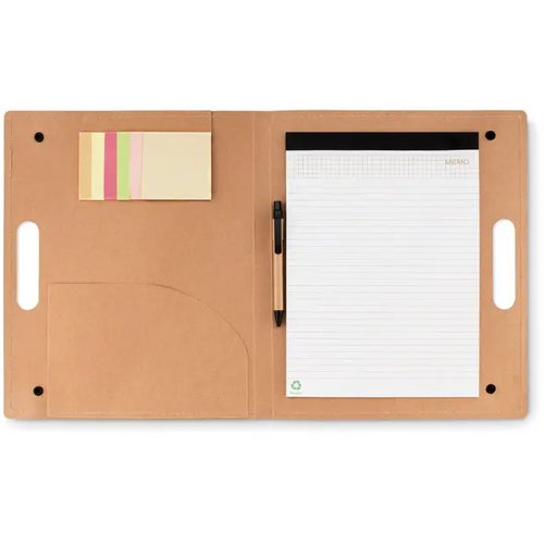 Schrijfmap met memoblaadjes en pen Beige
