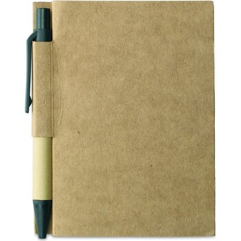 Notitieblok en gerecyclede pen Cartopad zwart