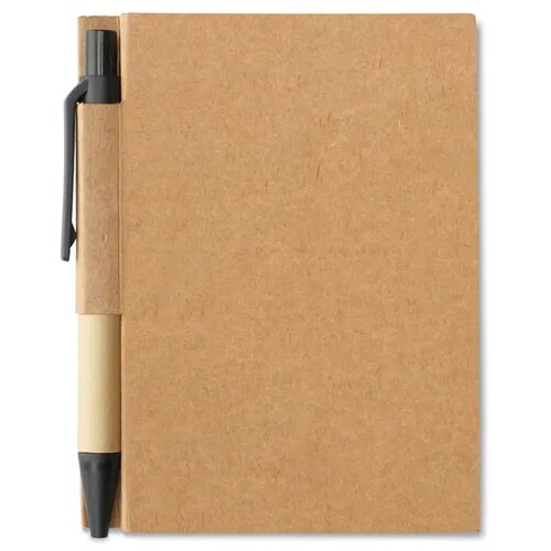 Notitieblok en gerecyclede pen Cartopad zwart