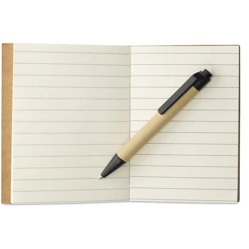 Notitieblok en gerecyclede pen Cartopad zwart