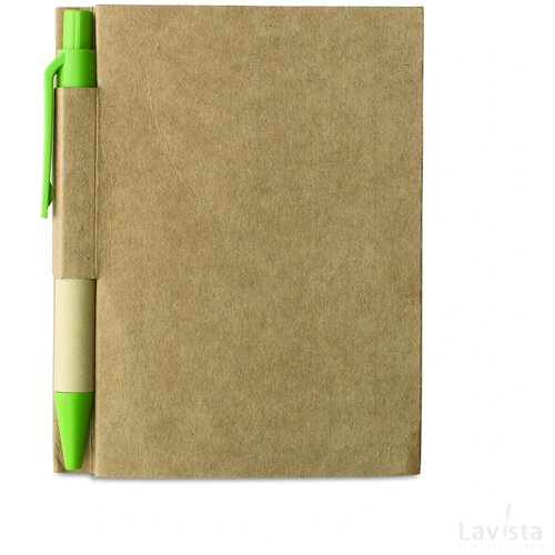 Notitieblok en gerecyclede pen Cartopad limoen