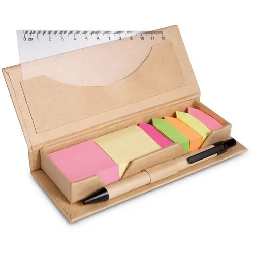 Kartonnen set met memoblaadjes Beige