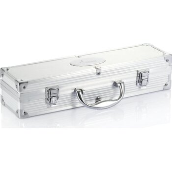 3-delige barbecue set in aluminium koffer zilver, zwart