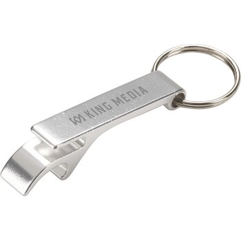 Sleutelhanger met fles- en blikopener Zilver