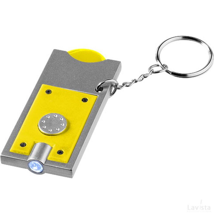 Sleutelhanger | Winkelwagenmuntje | Plastic | Geel, Zilver