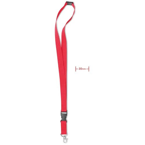 Lanyard, metalen haak. 20 mm Lany rood