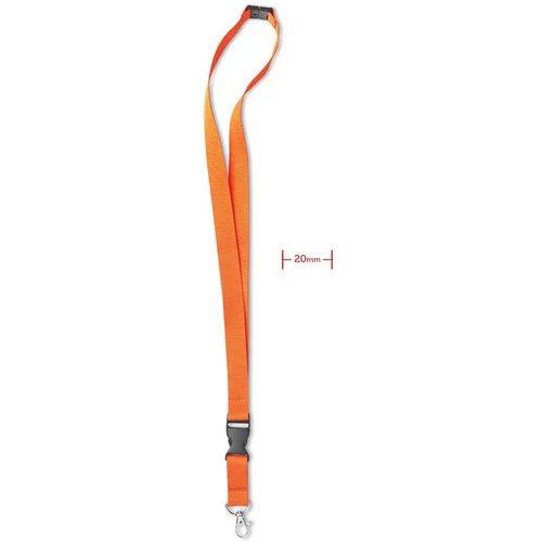 Lanyard, metalen haak. 20 mm Lany oranje