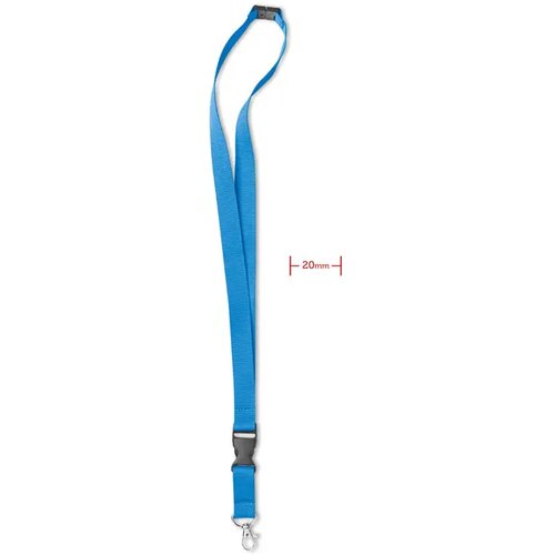 Lanyard, metalen haak. 20 mm Lany turquoise