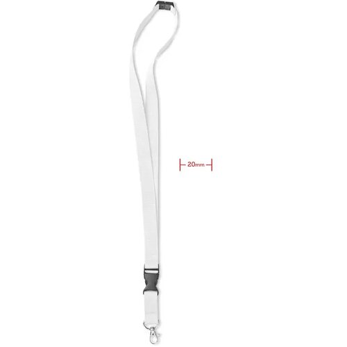 Lanyard, metalen haak. 20 mm Lany wit