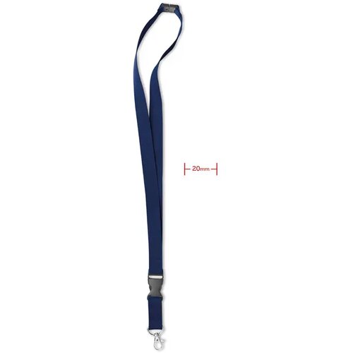 Lanyard, metalen haak. 20 mm Lany blauw