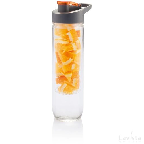 Waterfles met infuser oranje