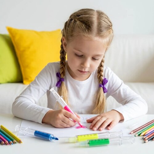 Markeerstift spuit transparant roze
