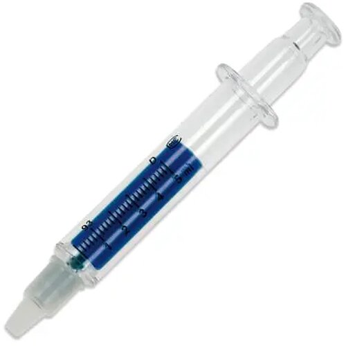 Markeerstift spuit transparant blauw