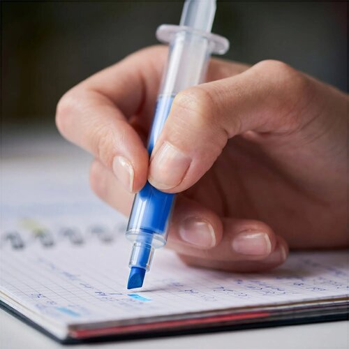 Markeerstift spuit transparant blauw