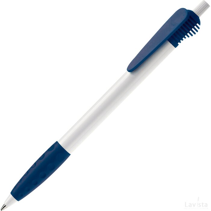 Balpen Cosmo grip hardcolour wit / donker blauw