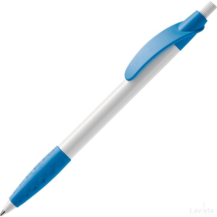 Balpen Cosmo grip hardcolour Wit / Licht Blauw