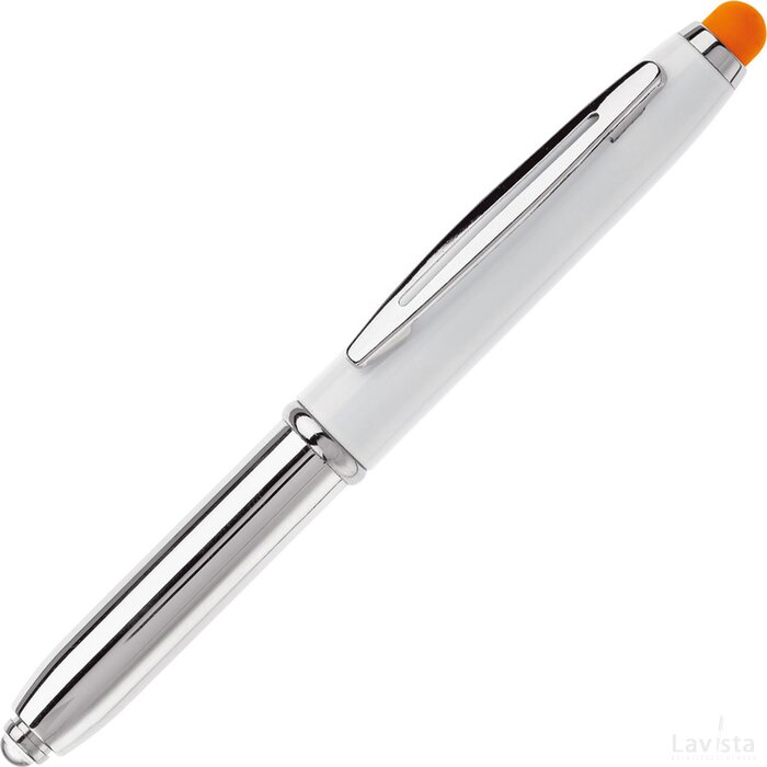 Balpen Shine stylus metaal wit / oranje