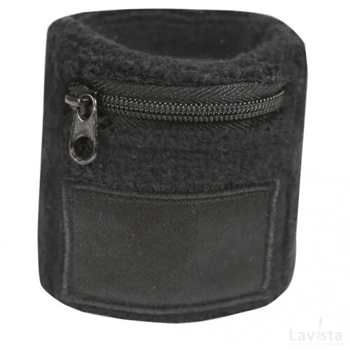 Polsbandje Met Rits 6cm Met Label Zwart